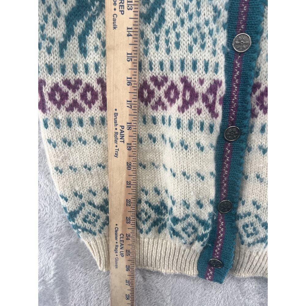 Vintage REI Nordic Wool Cardigan Sweater Womens M Deer Snowflake Fair Isle - Picture 4 of 8